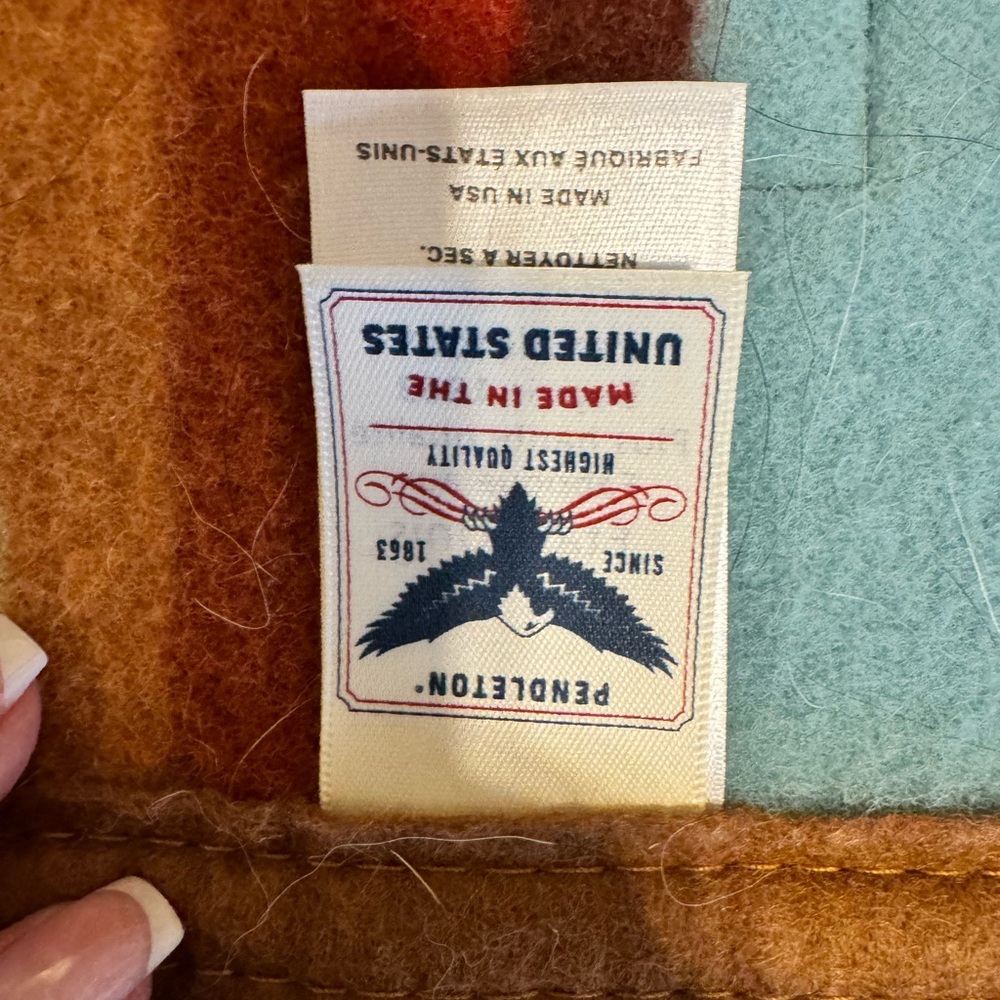 Pendleton Teal and Rust Geometric Blanket- Aqua Harding Chief Joseph - Picture 5 of 5